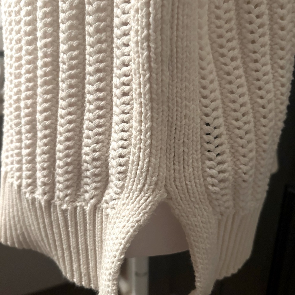 NWOT Frye Boat Neck Fisherman Cap Sleeve Open Knit Pullover Sweater Size M - Picture 7 of 13